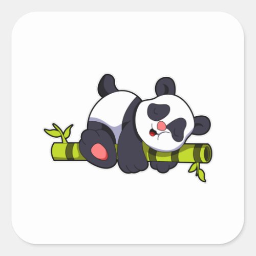 Panda with Bamboo Square Sticker