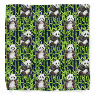 Panda With Bamboo Watercolor Pattern Bandana