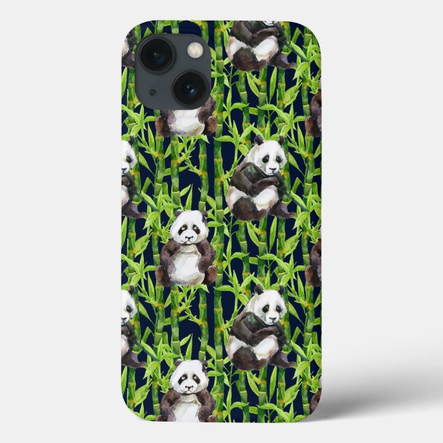 Panda With Bamboo Watercolor Pattern Case-Mate iPhone Case (Back)