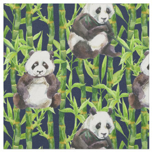 Panda With Bamboo Watercolor Pattern Fabric