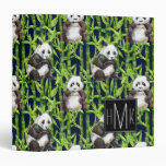 Panda With Bamboo Watercolor Pattern | Monogram Binder