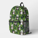 Panda With Bamboo Watercolor Pattern Printed Backpack
