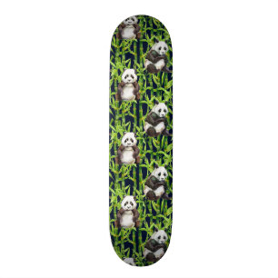 Panda With Bamboo Watercolor Pattern Skateboard