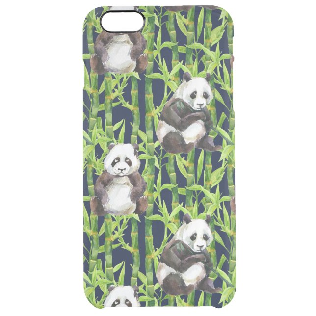 Panda With Bamboo Watercolor Pattern Uncommon iPhone Case (Back)