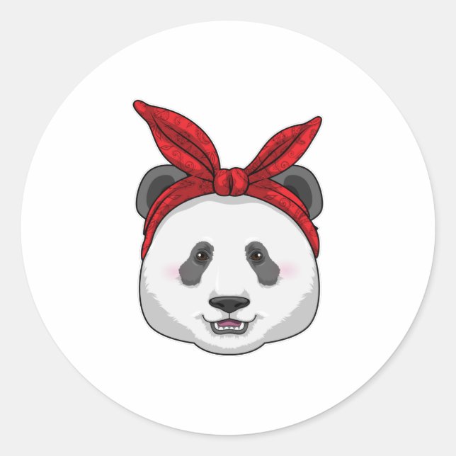 Panda with Bandana Classic Round Sticker (Front)