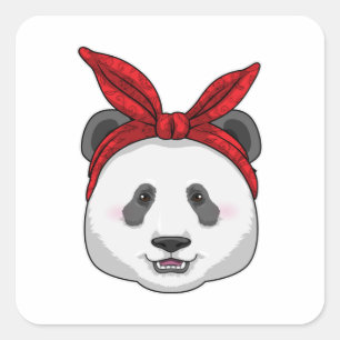 Panda with Bandana Square Sticker