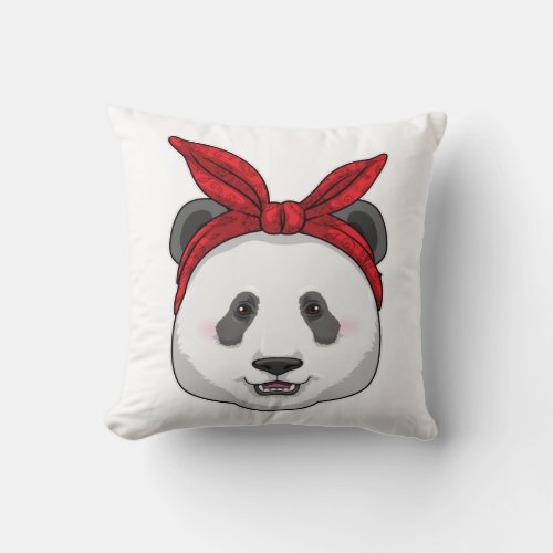 Panda with Bandana Throw Pillow