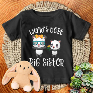 Panda with Bow + Flowers World's Best Big Sister Baby T-Shirt