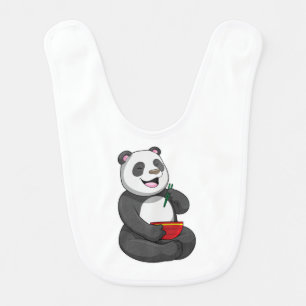Panda with Bowl Ramen Baby Bib
