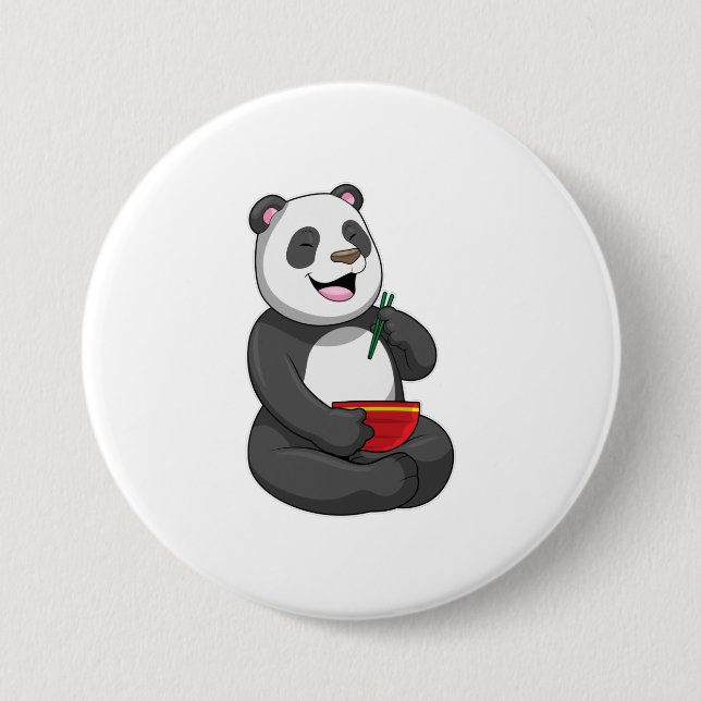 Panda with Bowl Ramen Button (Front)