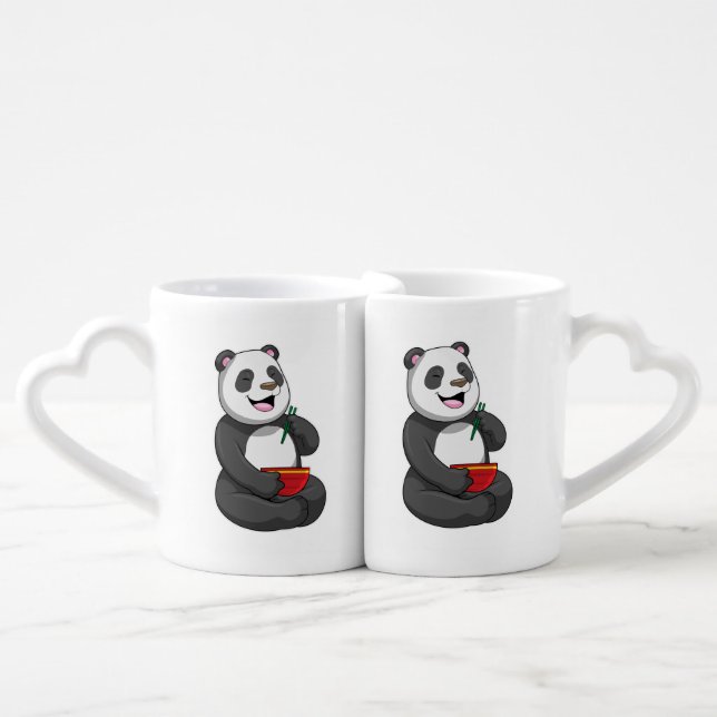 Panda with Bowl Ramen Coffee Mug Set (Front Nesting)