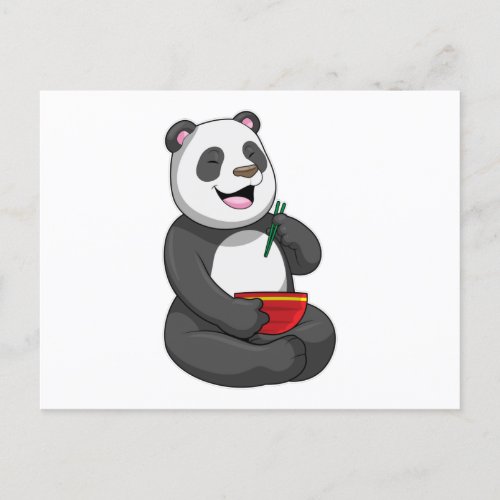 Panda with Bowl Ramen Postcard