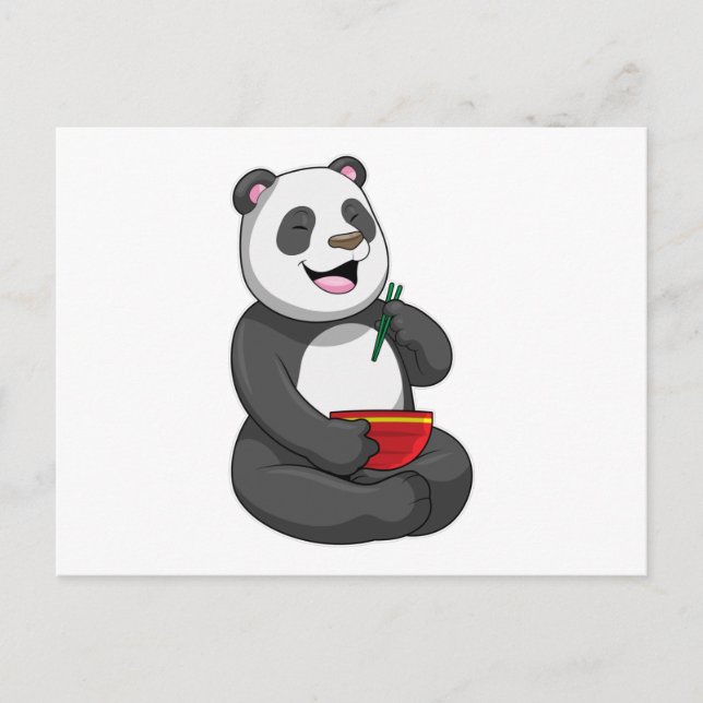 Panda with Bowl Ramen Postcard (Front)