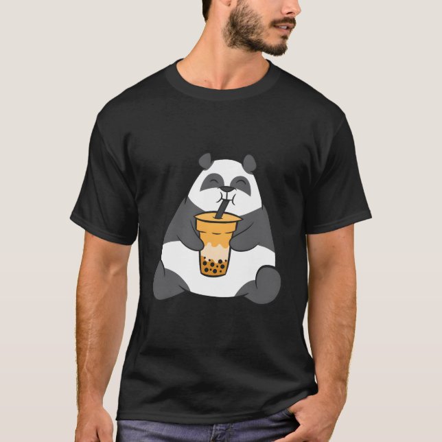 Panda With Bubble Tea T-Shirt (Front)