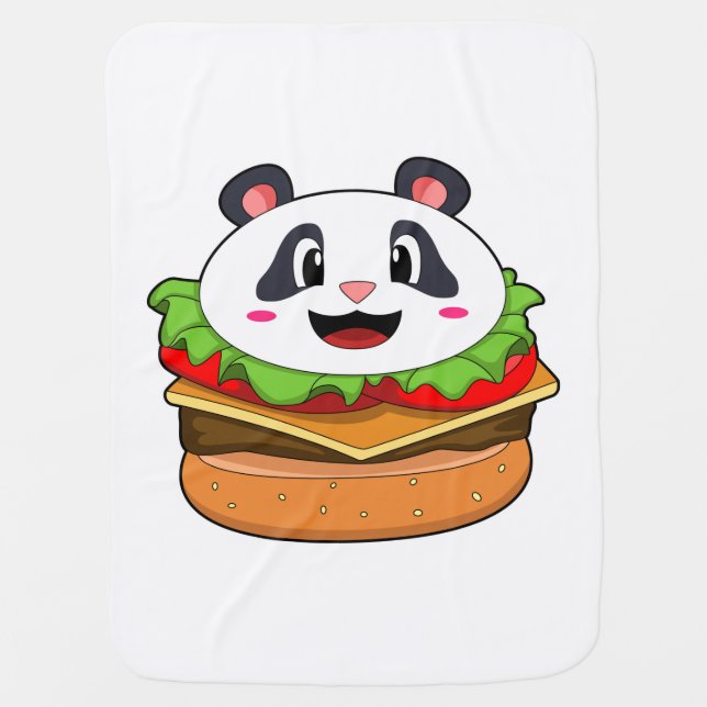 Panda with Burger Baby Blanket (Front)