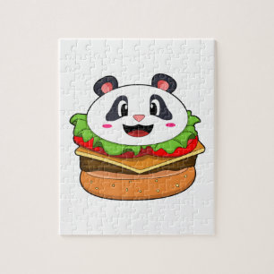 Panda with Burger Jigsaw Puzzle