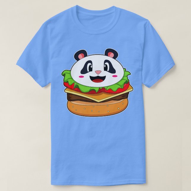Panda with Burger T-Shirt (Design Front)