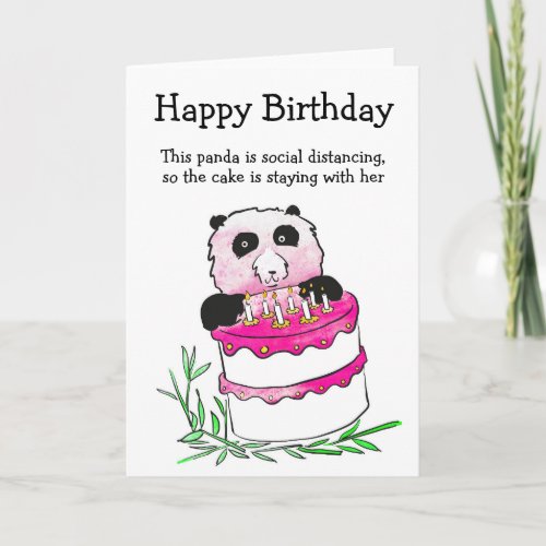 Panda with cake birthday card