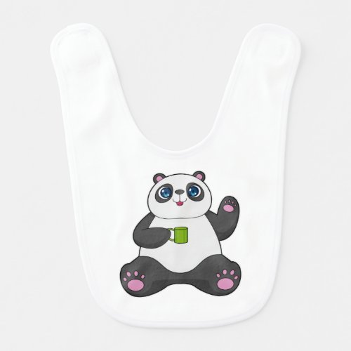 Panda with Coffee mug Baby Bib