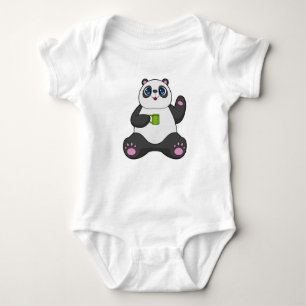 Panda with Coffee mug Baby Bodysuit