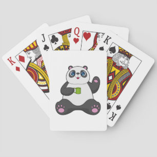 Panda with Coffee mug Poker Cards