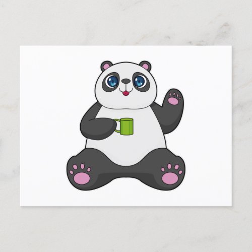 Panda with Coffee mug Postcard