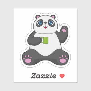 Panda with Coffee mug Sticker
