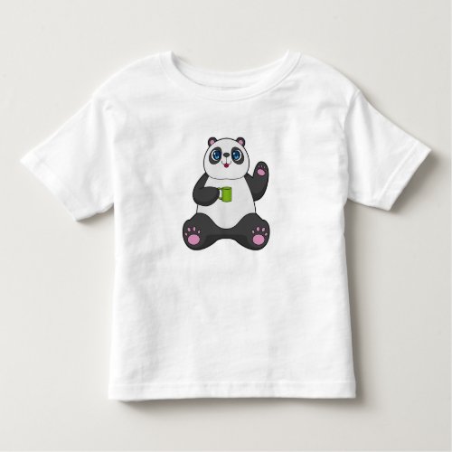 Panda with Coffee mug Toddler T_shirt