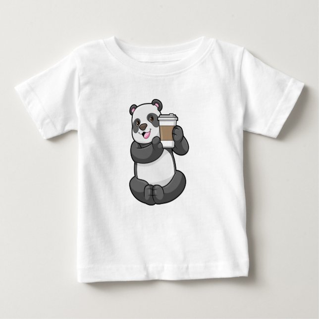 Panda with Coffee to go Baby T-Shirt (Front)