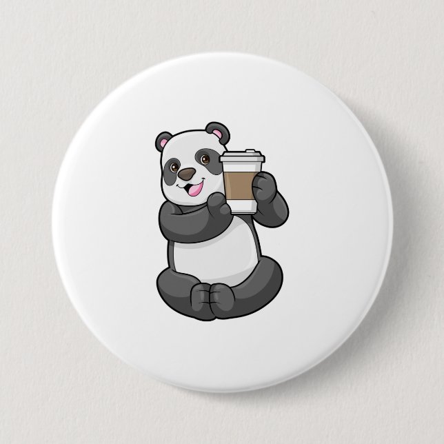 Panda with Coffee to go Button (Front)