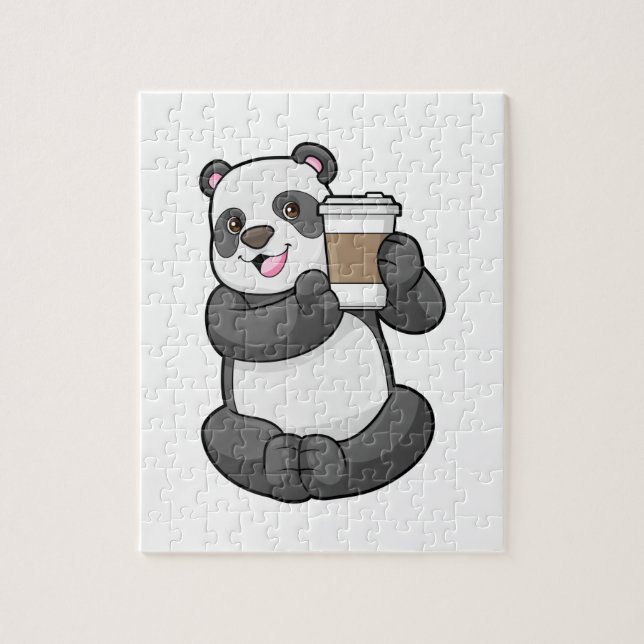 Panda with Coffee to go Jigsaw Puzzle (Vertical)