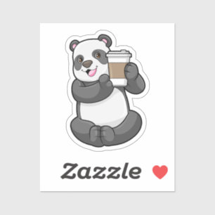 Panda with Coffee to go Sticker