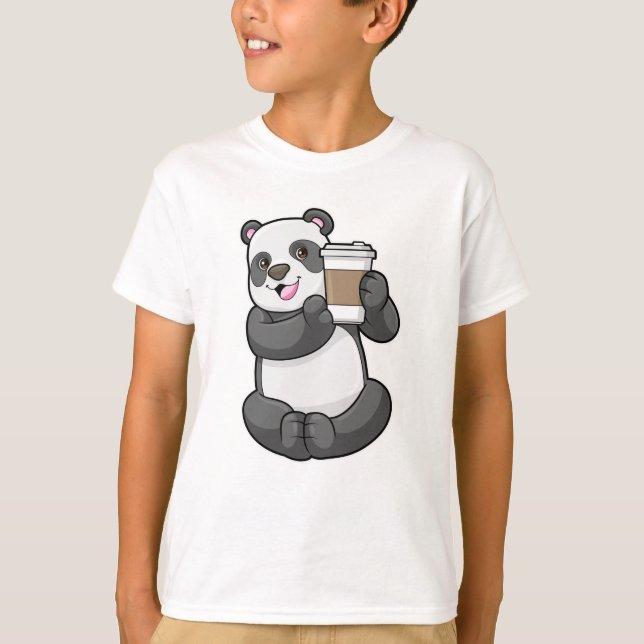 Panda with Coffee to go T-Shirt (Front)