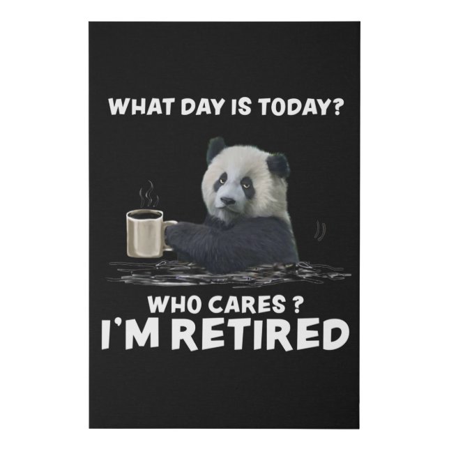 Panda With Coffee What Day Is Today Who Cares Gift Faux Canvas Print (Front)