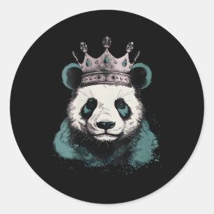 Panda With Crown Classic Round Sticker