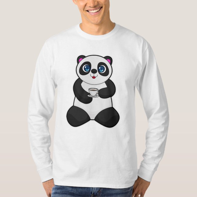 Panda with Cup of Coffee T-Shirt (Front)