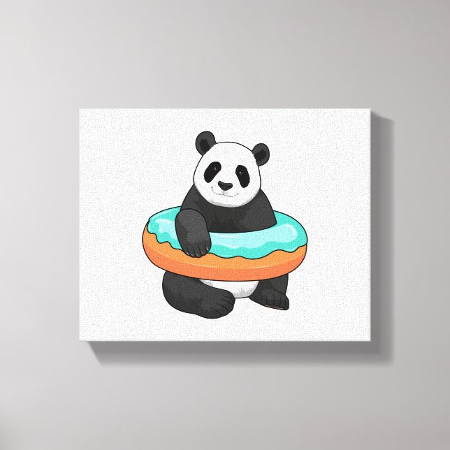 Panda with Donut Canvas Print (Front)