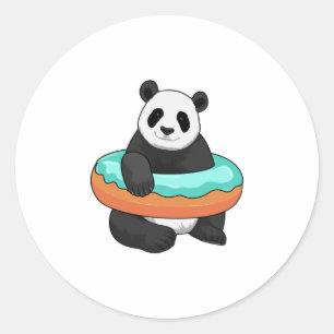 Panda with Donut Classic Round Sticker