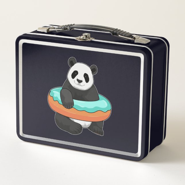 Panda with Donut Metal Lunch Box (Front)