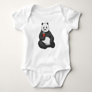 Panda with Drink Baby Bodysuit