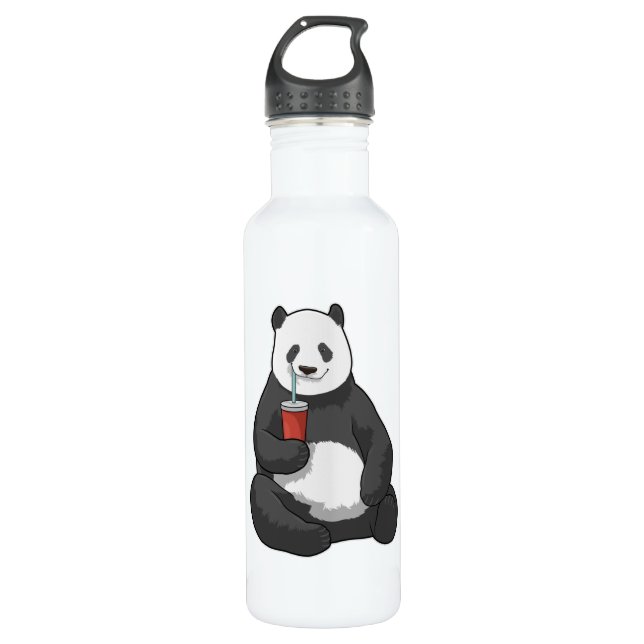 Panda with Drink Stainless Steel Water Bottle (Front)