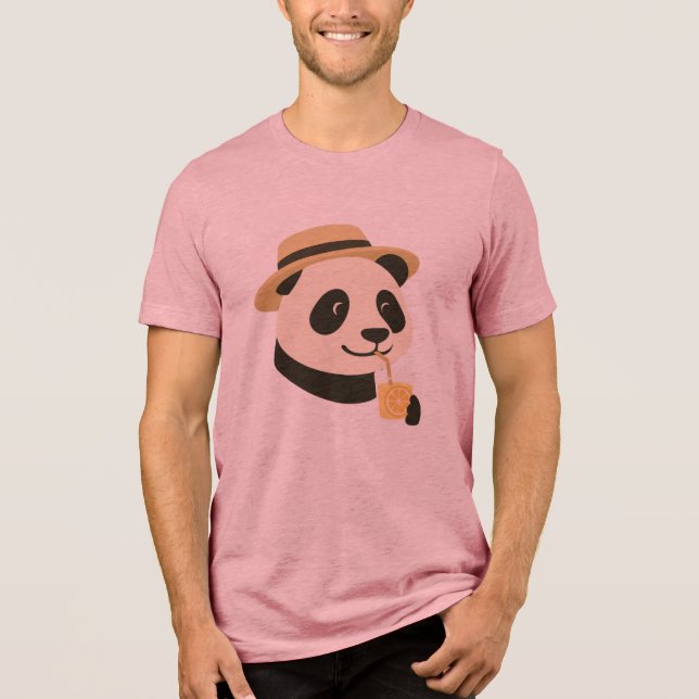 Panda with Drink Tri-Blend T-Shirt Shirt (Front)