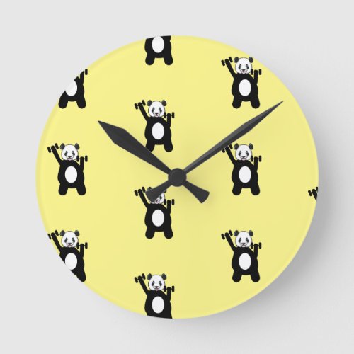 panda with dumbbells T_Shirt Long Apron Coffee Mug Round Clock