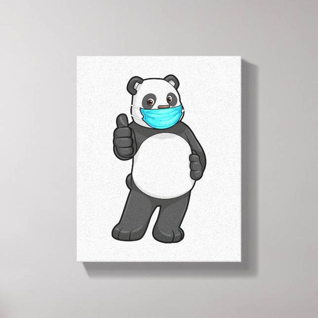 Panda with Face mask Canvas Print (Front)
