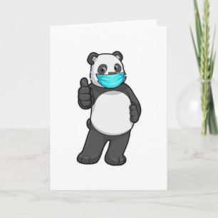 Panda with Face mask Card