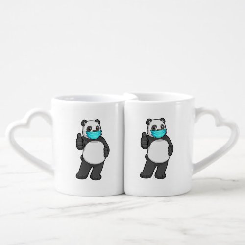 Panda with Face mask Coffee Mug Set