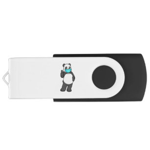 Panda with Face mask Flash Drive