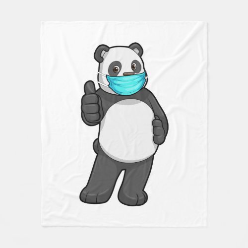 Panda with Face mask Fleece Blanket