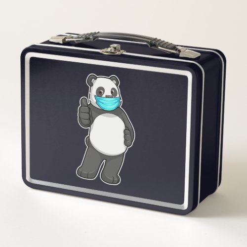 Panda with Face mask Metal Lunch Box