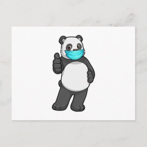 Panda with Face mask Postcard